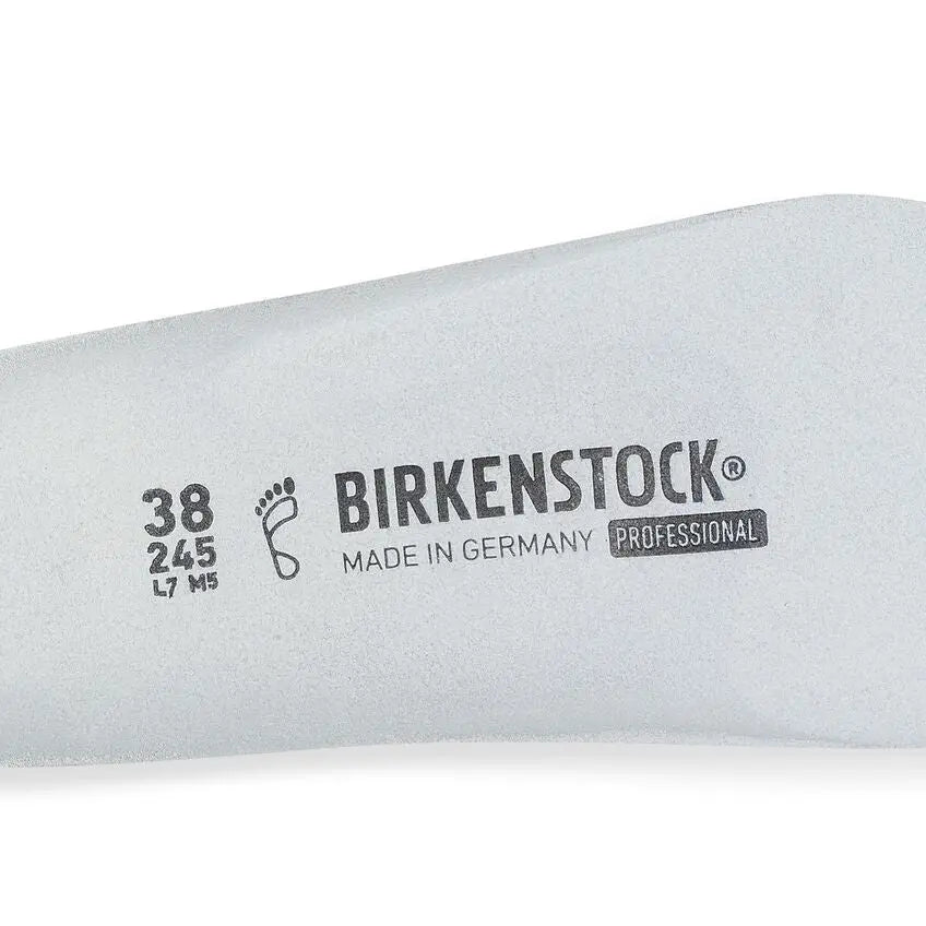 Birkenstock replacement footbed, size 38, grey, with professional series branding.