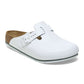 Birkenstock Boston PRO footwear featuring supportive footbed and durable leather upper, shown in a close-up side view.