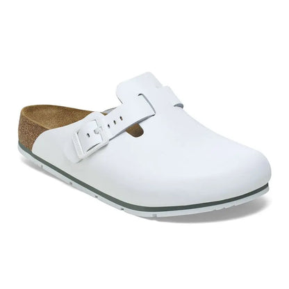 Birkenstock Boston PRO footwear featuring supportive footbed and durable leather upper, shown in a close-up side view.