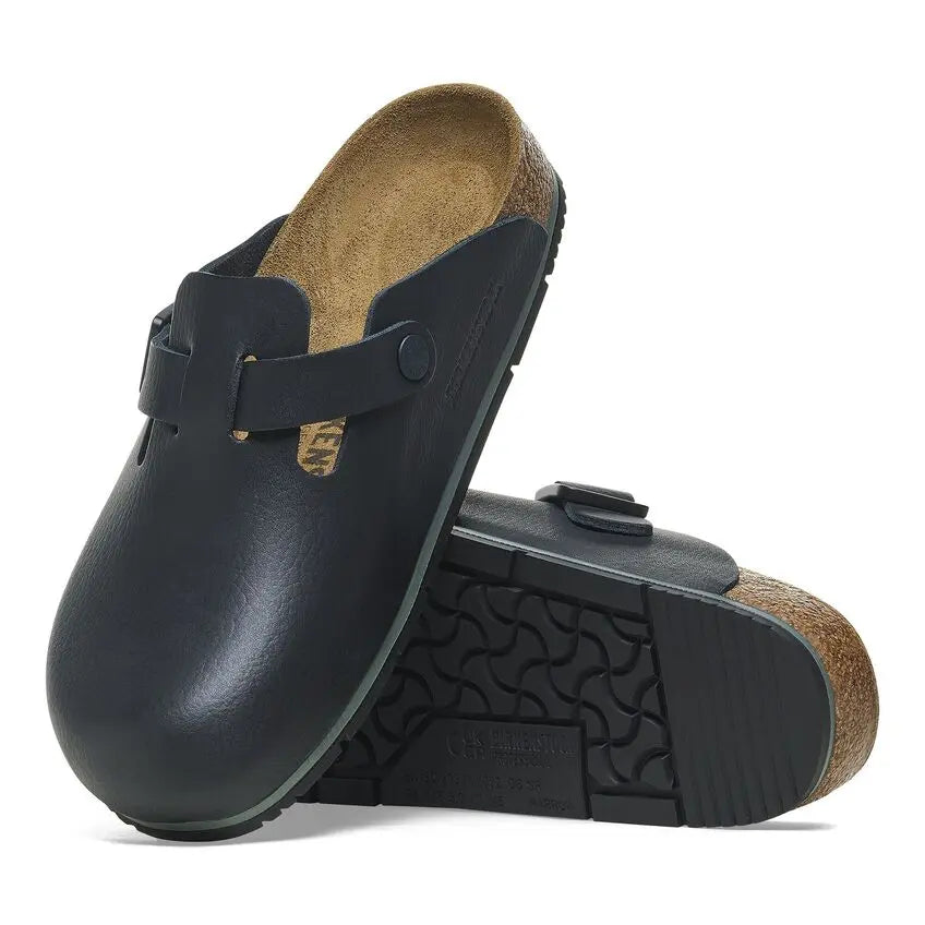 Birkenstock Boston PRO footwear in neutral tone, featuring cushioned footbed and supportive sandal design.