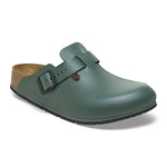 Green closed toe clog with adjustable buckle, slip resistant sole, medical footwear