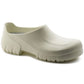 White medical safety clog with slip-resistant sole for healthcare professionals