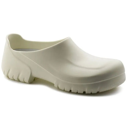 White medical safety clog with slip-resistant sole for healthcare professionals