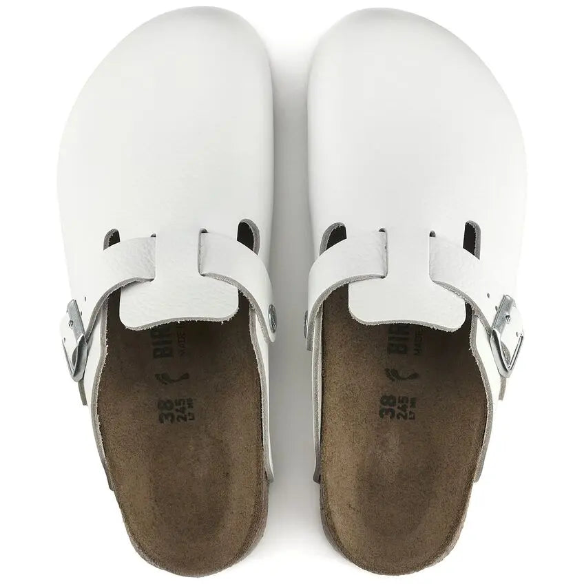 Birkenstock Boston Super Grip footwear with textured sole and classic slip-on design, made for comfort and durability.