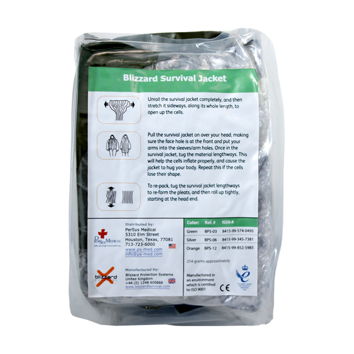 Blizzard Survival Jacket 3-Layer Reflexcell with Hood – Green