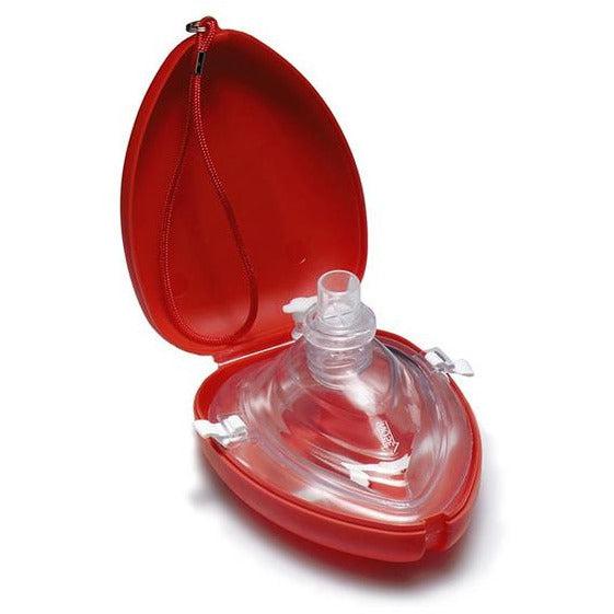 Blue Dot CPR pocket face mask in case, compact emergency resuscitation device with blue dot branding and protective case.