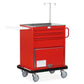 Bristol Maid WT250 mild steel resuscitation trolley with four small drawers, a large drawer, lower cupboard, and metal frame.