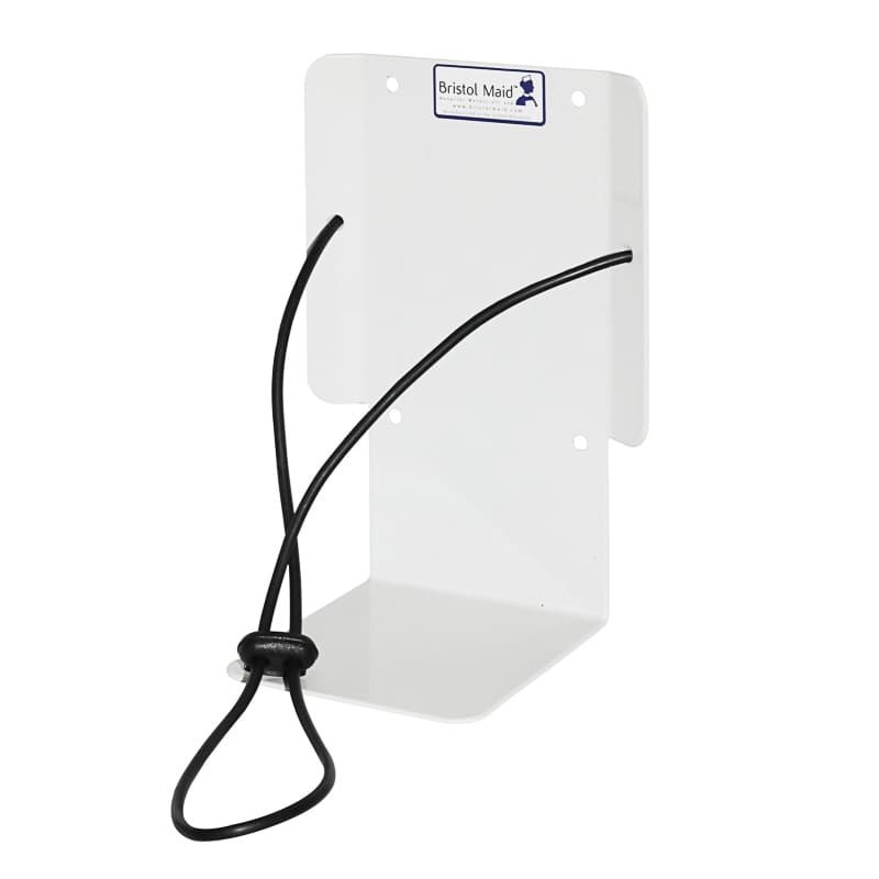 Wall mounted Bristol Maid sharps box holder for safe needle disposal, featuring a secure metal design.