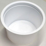 White disposable denture pot from Care Shop, pack of 50, with secure lid for storing dentures safely and hygienically.