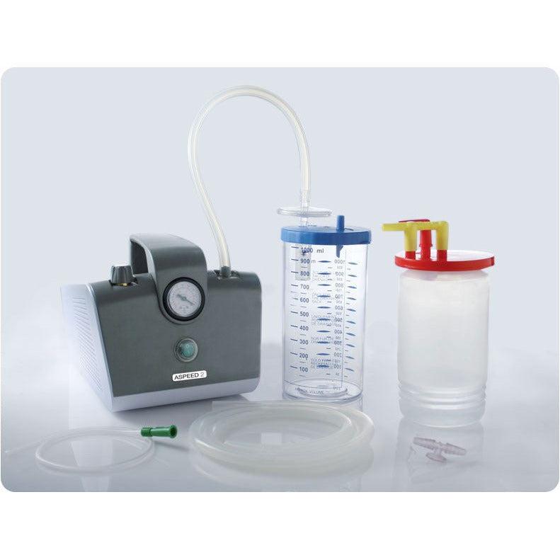 Carey Medical 3A ASPEED 2 Suction Unit with double pump, 1000cc jar, and liner, featuring dual suction ports and control panel.
