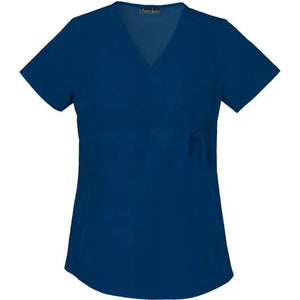 Cherokee Flexibles maternity mock-wrap tunic top in soft fabric, featuring a comfortable fit and stylish design for expectant mothers.