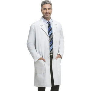 Cherokee unisex long lab coat, 40 inches, with front pockets and button closure, made of durable medical fabric.
