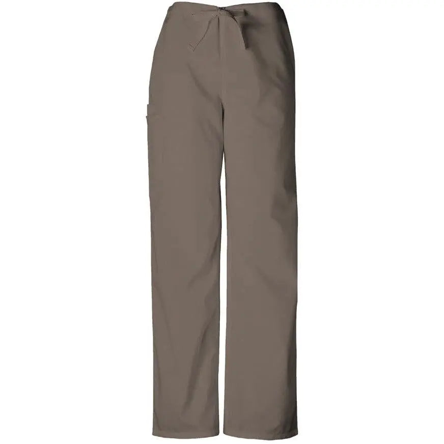 Cherokee unisex tall drawstring trousers with relaxed fit and elastic waistband, shown in a neutral fabric.