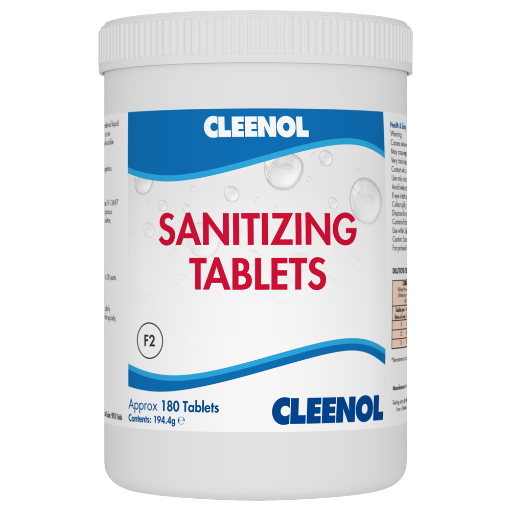 Cleenol Chlorine Sanitising Tablets – Tub of 180