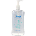 Clinell Instant Hand Sanitiser 500ml bottle with pump, clear liquid sanitizer for effective hand hygiene and germ protection.