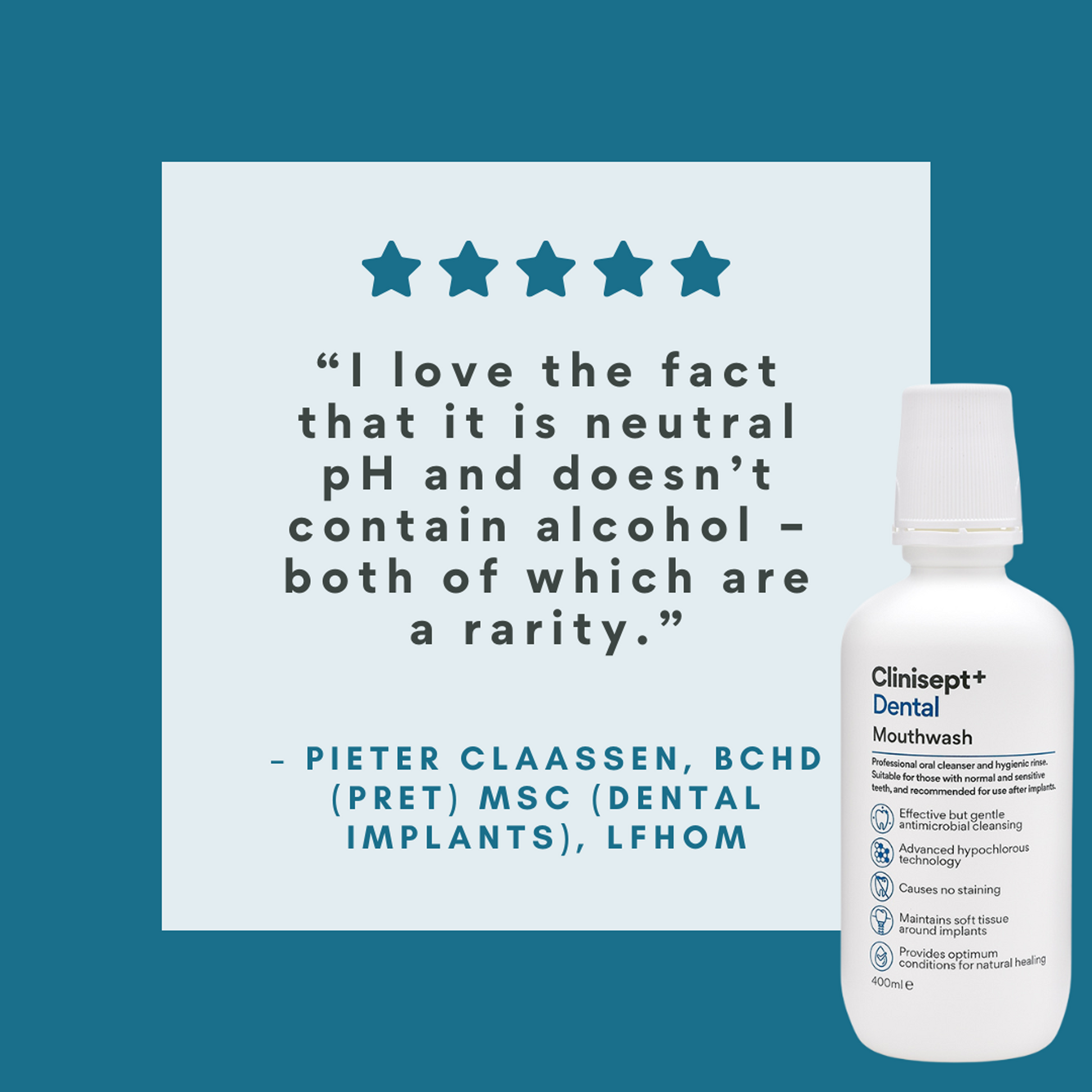 Clinisept+ dental mouthwash in a 5L container for professional use, showing the large bottle with label and cap.