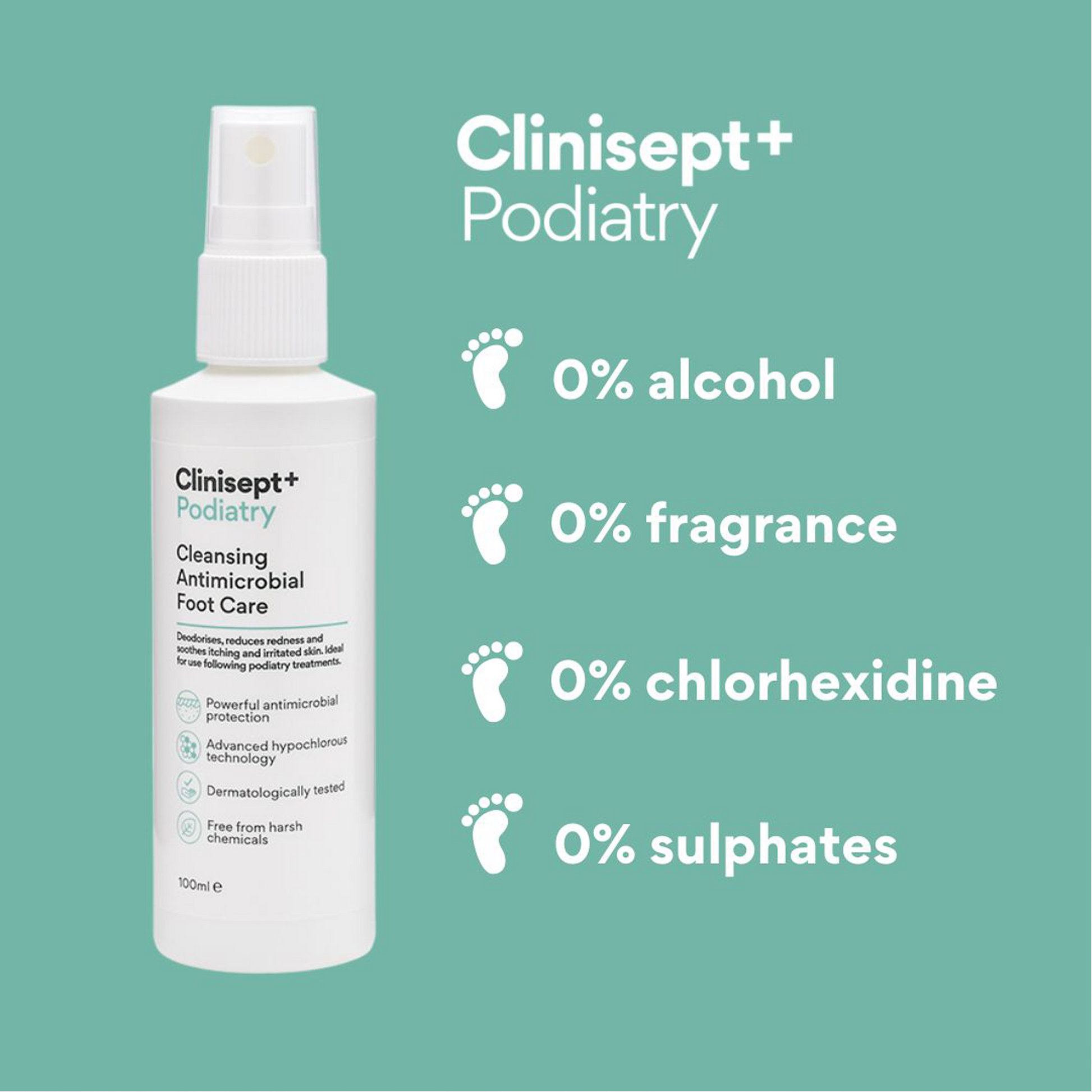 Clinisept+ Podiatry 5L container for professional use, large clear plastic bottle with label for foot care disinfectant