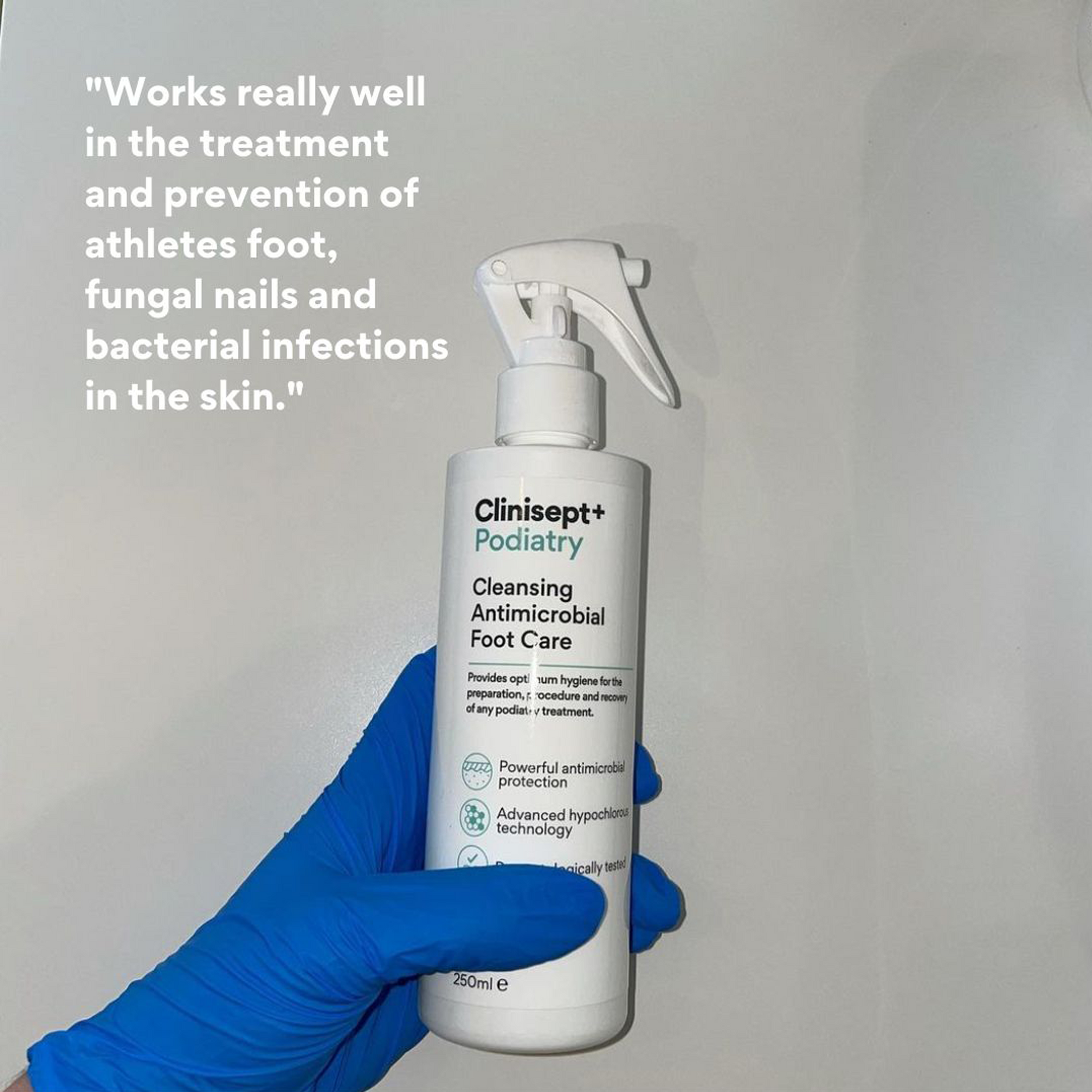 Clinisept+ Podiatry 5L container for professional use, showing a large bottle of antiseptic solution for podiatry treatments.