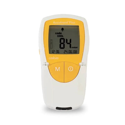 Accutrend Plus handheld blood and cholesterol meter with digital display