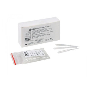 Connect Mission 3-in-1 blood transfer capillaries and transfer tubes, 35µl, set of 50, with clear, flexible plastic design.
