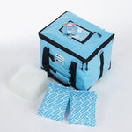 CorrMed 30L vaccine bag with all accessories, featuring multiple compartments and secure closures for safe medical transport.