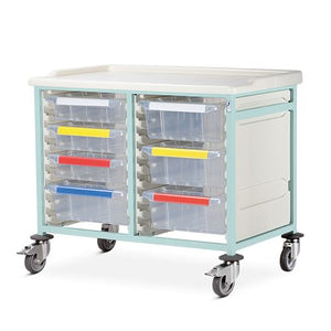 Bristol Maid low level double column caretray trolley with seven translucent trays