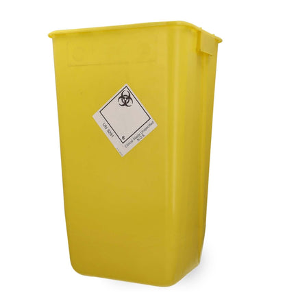 Yellow WIVA™ 60L disposal bin by Daniels with a sturdy plastic body and open top for waste collection.