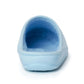 Light blue closed-back slipper with soft fleece lining, viewed from the heel