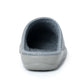 Front view of a grey open-back medical slipper with soft lining on white background