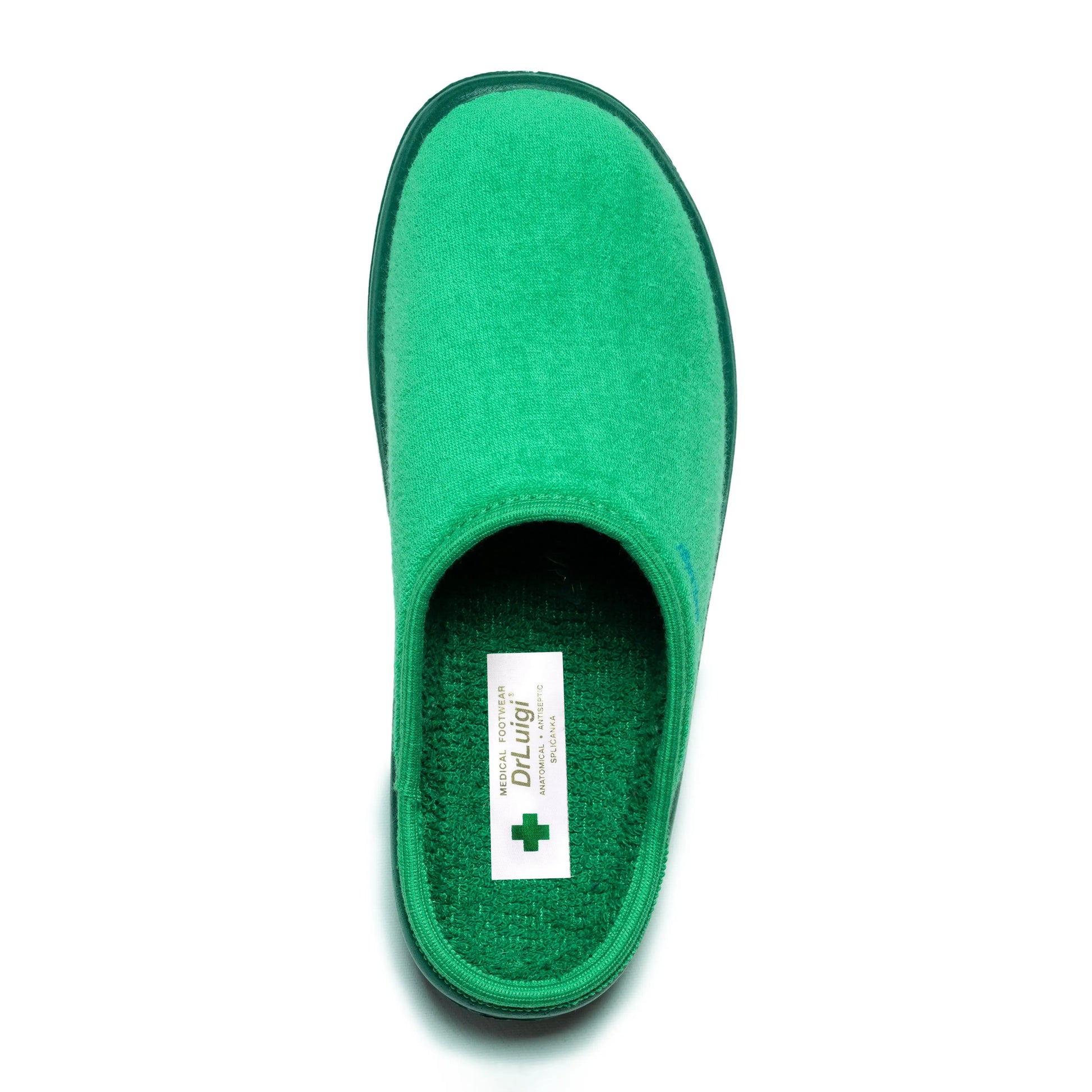 Green medical slipper for healthcare, closed-toe, orthopaedic comfort footwear
