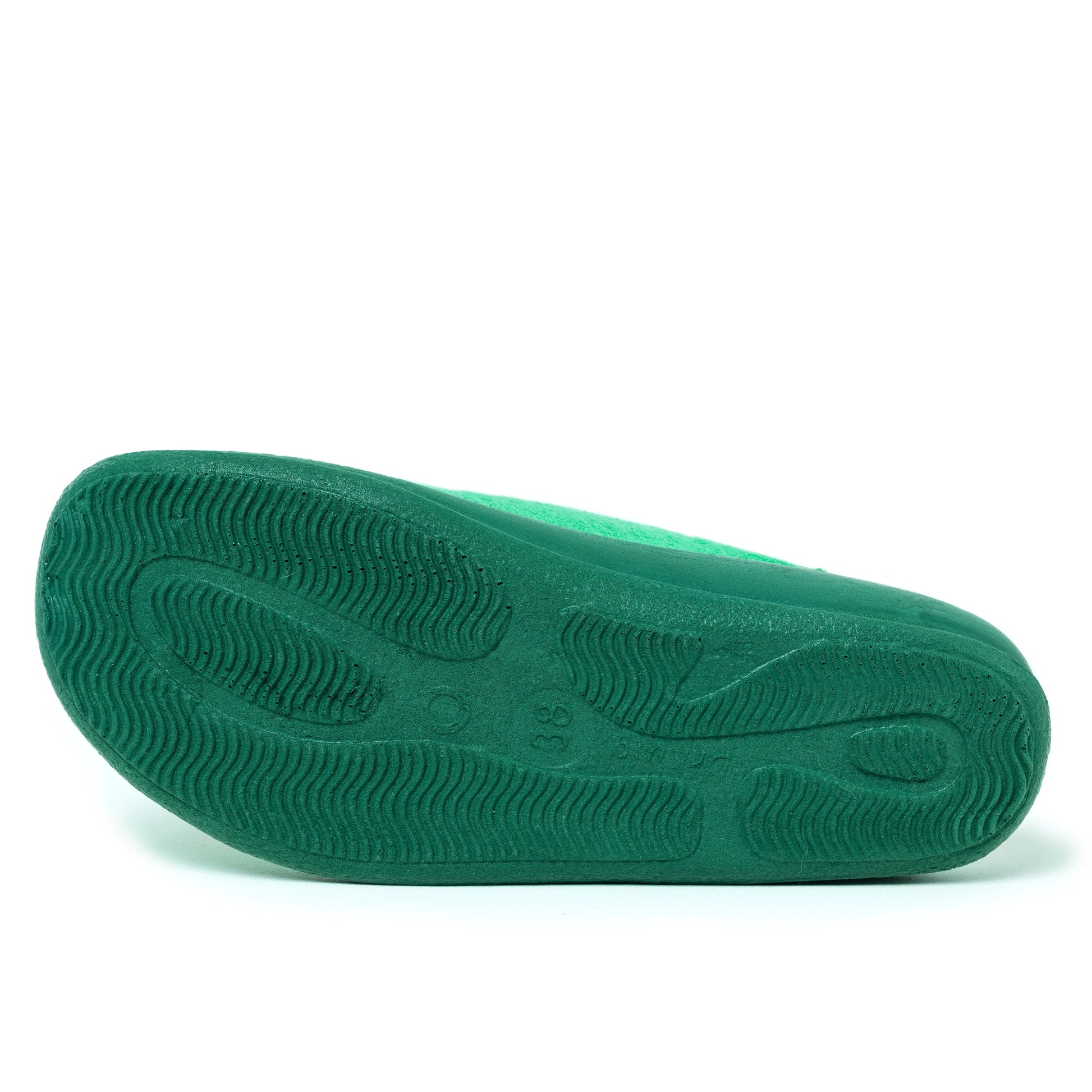 Green non-slip rubber sole for medical shoe, textured, hygienic footwear