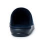 Navy blue closed-toe medical slipper with non-slip sole on white background