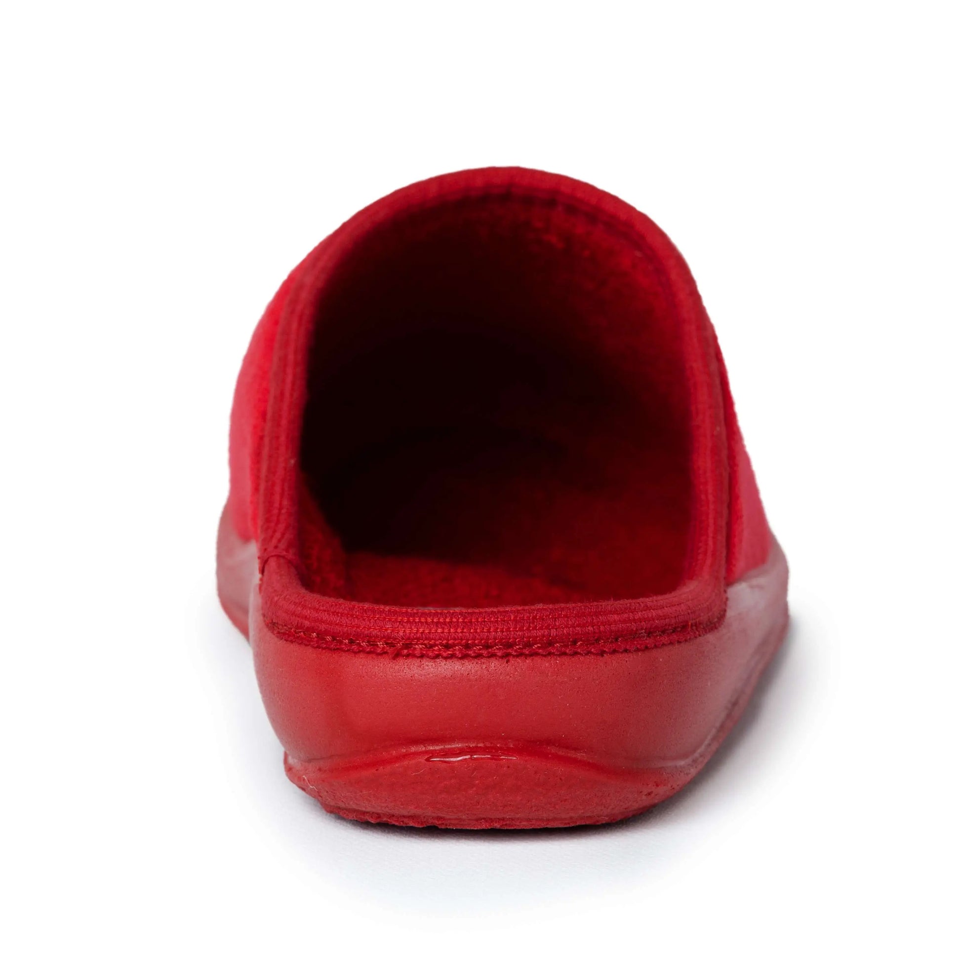 Red washable slipper shoe for medical or hospital use on white background