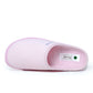 Light pink medical slipper for hospital or healthcare use, soft terry fabric, top view