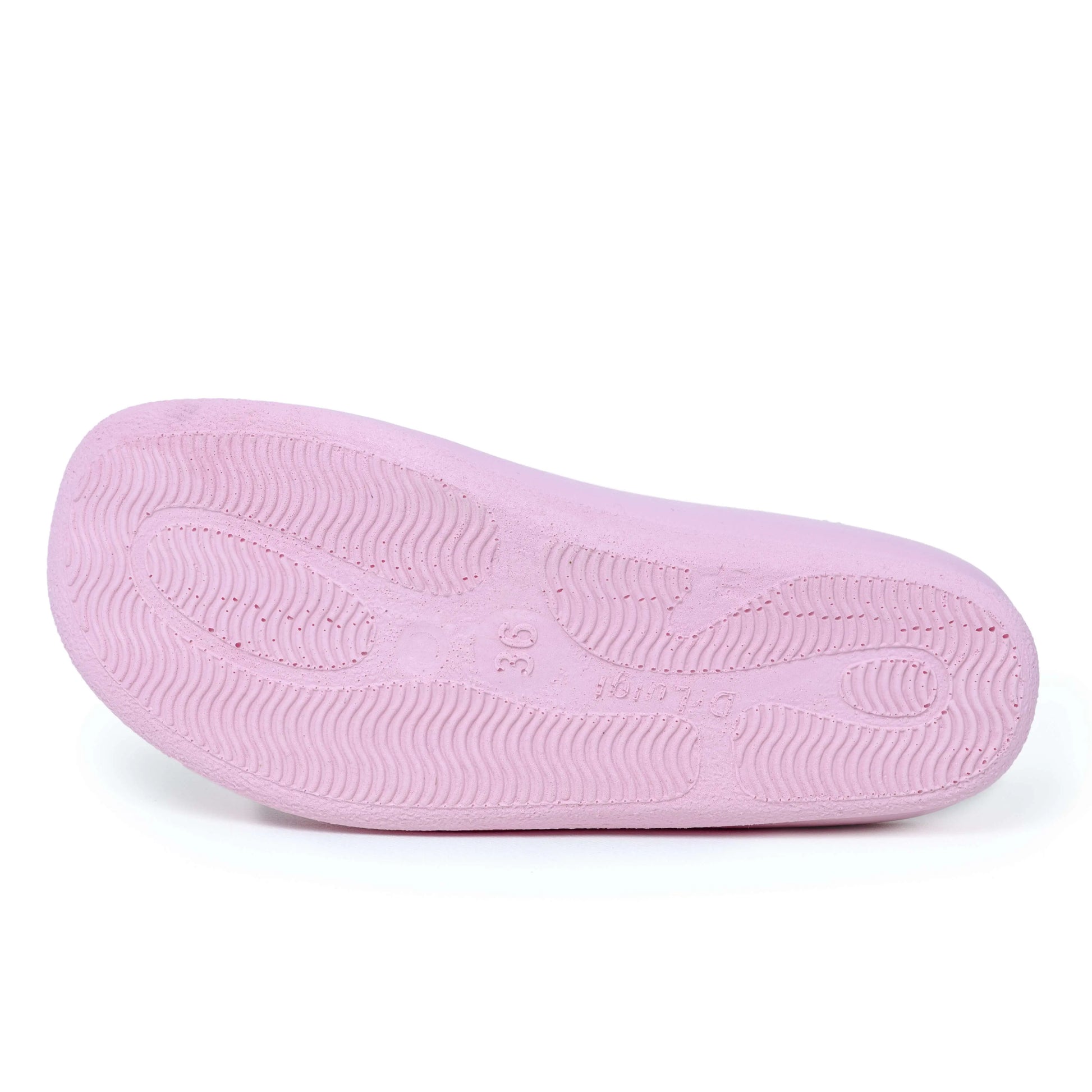 Pink non-slip medical shoe sole with textured grip, shown on a white background