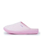 Light pink medical slipper with closed toe and slip-on design, side profile view