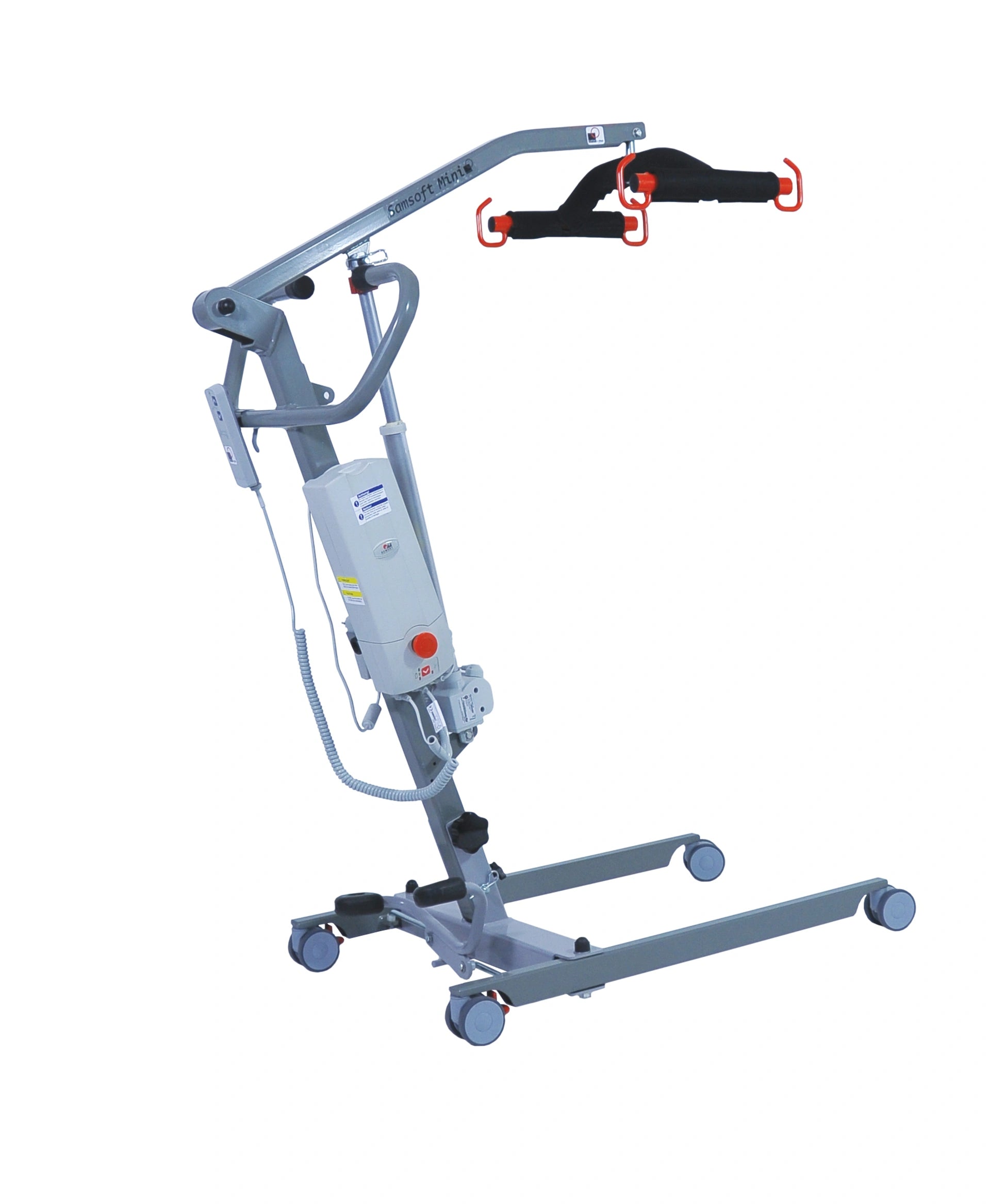 Drive Samsoft 150 Compact Electric Folding Hoist by Drive Medical, showing the lightweight, portable patient lifting device in use.