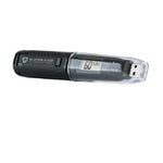 EasyLog 21CFR-compatible temperature and humidity data logger with LCD display showing readings and data interface.