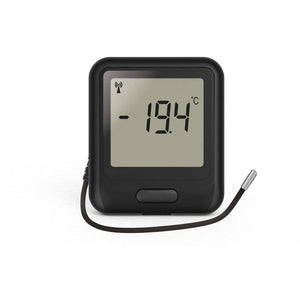 EasyLog 21CFR-compatible WiFi thermistor probe data logger with display, sensors, and connection ports for temperature monitoring.