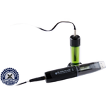 EasyLog 21CFR USB data logger with glycol probe showing calibration certificate for 2°C and 8°C temperature recording.