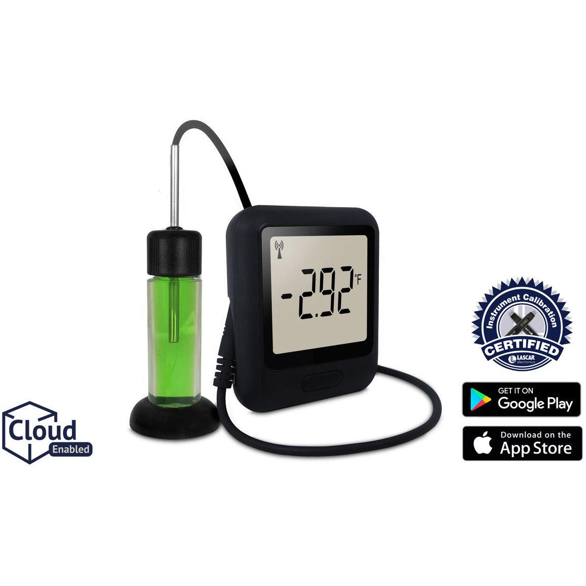 EasyLog 21CFR WiFi Vaccine Monitoring Kit with digital sensors and monitoring device for vaccine temperature tracking.