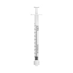Set of 100 Unifix 1ml Luer Lock syringes by Exchange Supplies, showing sterile medical syringes with clear barrels and luer lock tips.
