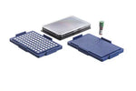 GBO 384 Well µCLEAR Black Bioprinting Kit for high-throughput 3D cell culture, shown with 384-well plate and bioprinting components