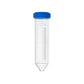 GBO 50 mL sterile polypropylene conical centrifuge tubes with blue screw caps, graduated, 30 x 115 mm, shown in the image.
