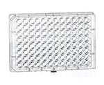 96-well F-bottom cell culture microplate made of polystyrene by GBO, with clear wells for scientific laboratory use