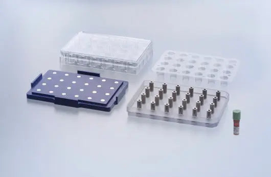 Clear 24-well Bio-Assembler Kit by GBO for laboratory use, with transparent wells and plastic components for bio-assembly experiments.