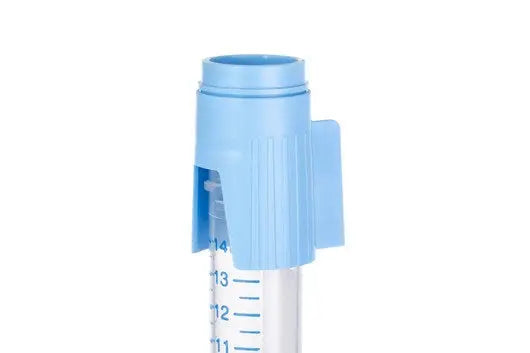 GBO EasyStrainer small diameter 20 µm sterile cell strainer for laboratory use, single-use, with a clear view of the filter and sterile packaging.