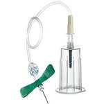 Vacutette safety blood collection set with 21G needle and holder, sterile, 19cm length, GBO brand, shown in the image.