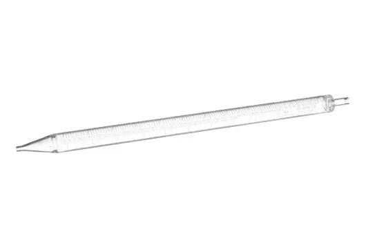 Set of 50 sterile GBO 50 ml graduated pipettes with 1/10 ml markings, individually wrapped for laboratory use.