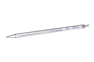 Sterile GBO 25 ml graduated pipettes in a 50-pack, individually wrapped for laboratory use, precise measurement tools.